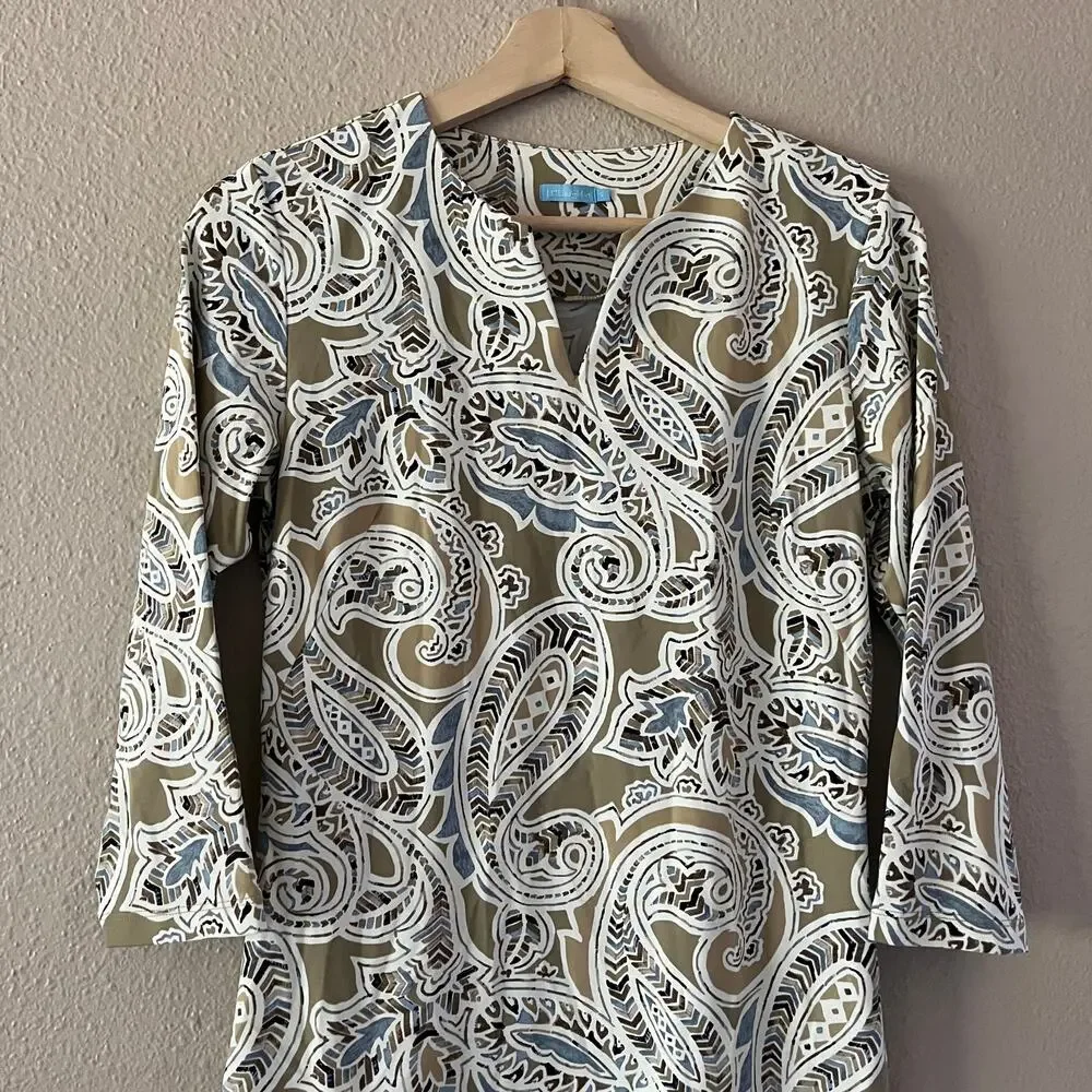 J. McLaughlin Carly Sheath Dress Catalina taupe Paisley print